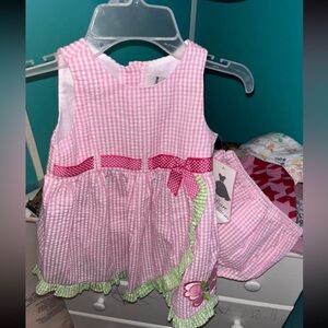 Pink Gingham Dress with Bow